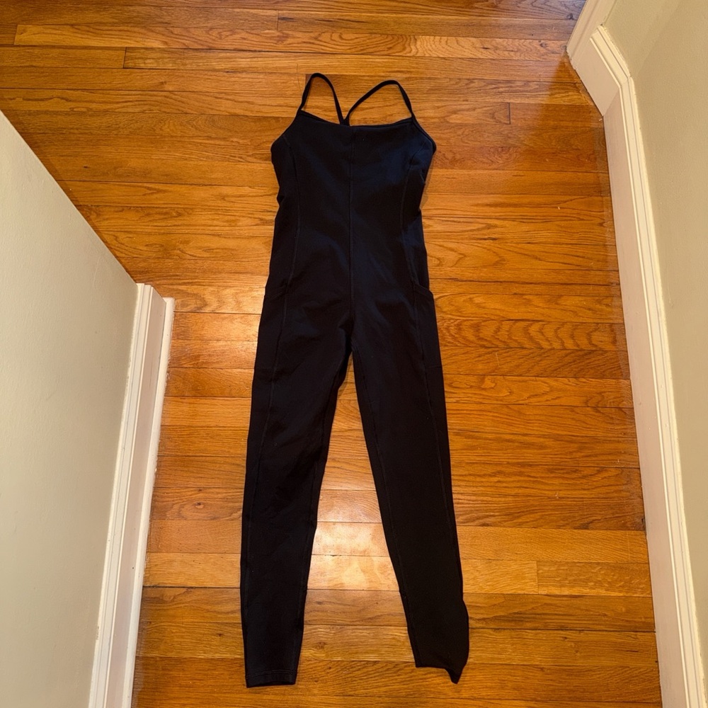 Aerie Black Strappy spaghetti strap long Jumpsuit #pilates #yoga #casual